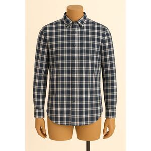 GAP Men's Long Sleeve Button Up Single Chest Pocket Sz Large cotton black plaid